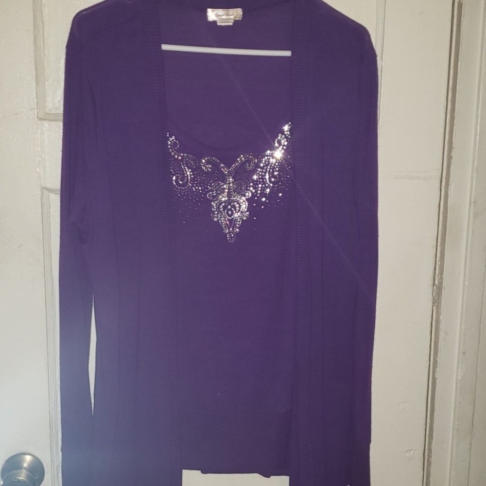 Purple Long Sleeve Top Silver Design